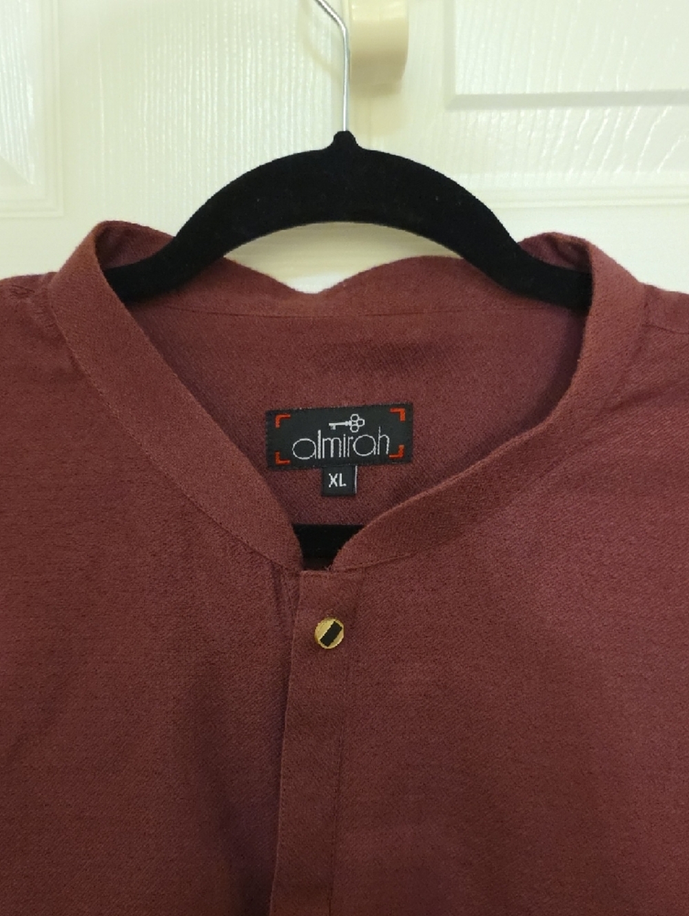 New Men’s Burgundy Maroon Long Kurta Banded Collar Shirt PAKISTAN XL - Picture 2 of 7